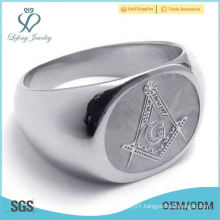 Black Onyx Masonic Intaglio Sterling Silver Ring